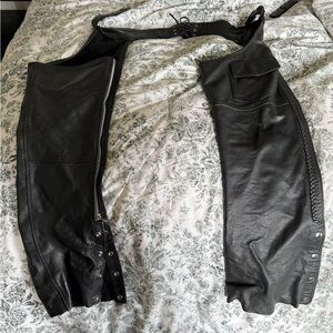 Black Leather Motorcycle Chaps